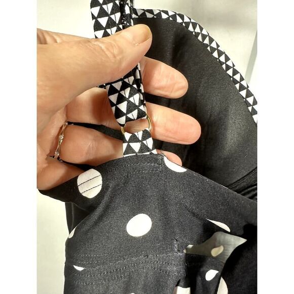 COCO REEF Women's Contrast Polka Dot Geometric Tankini Swim Top Black Size 32D - Picture 8 of 12